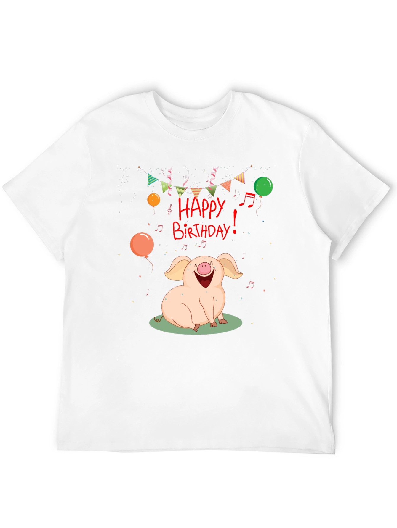 Happy Birthday Pig Graphic Tee - Black
