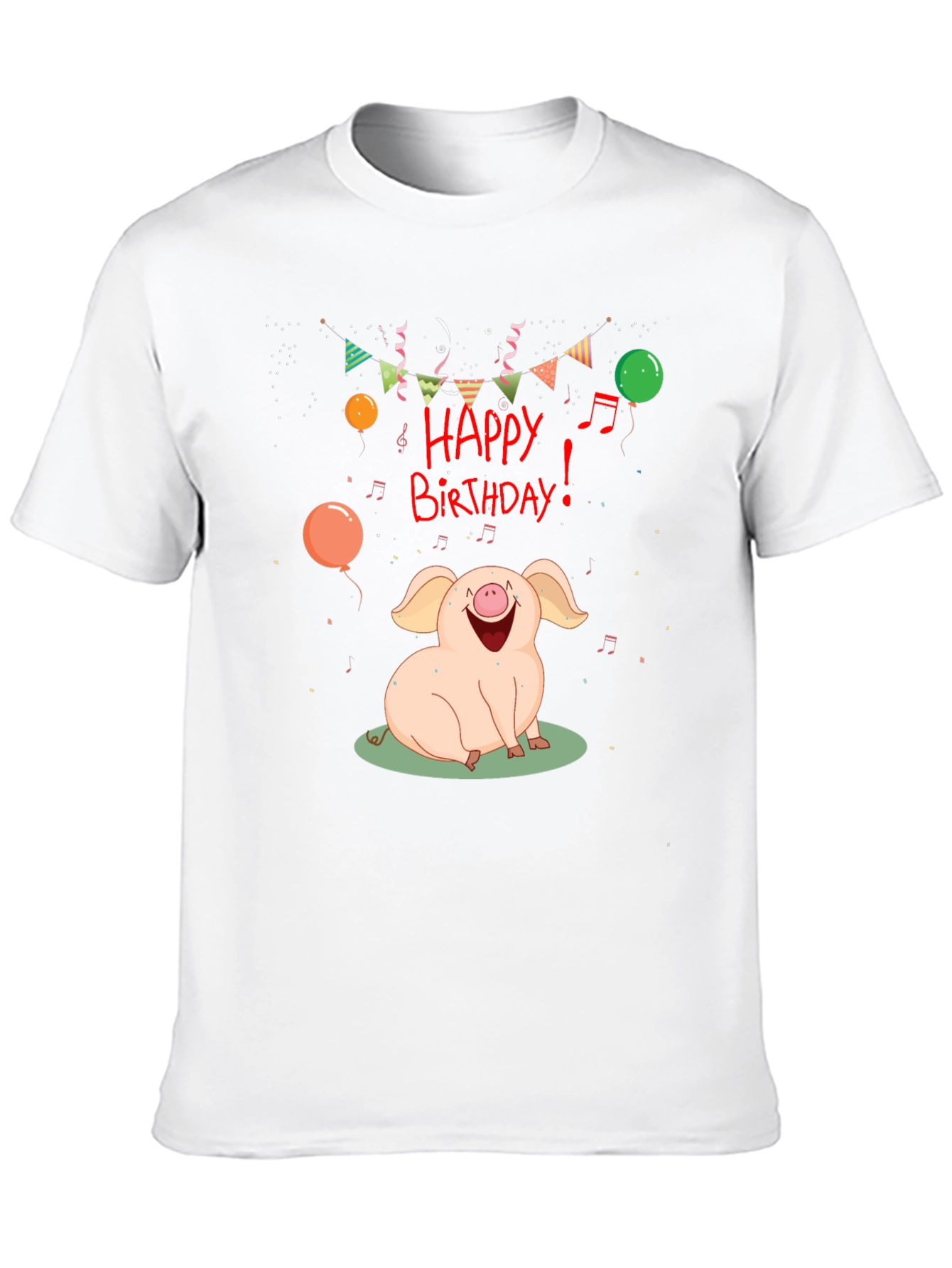 Happy Birthday Pig Graphic Tee - Black