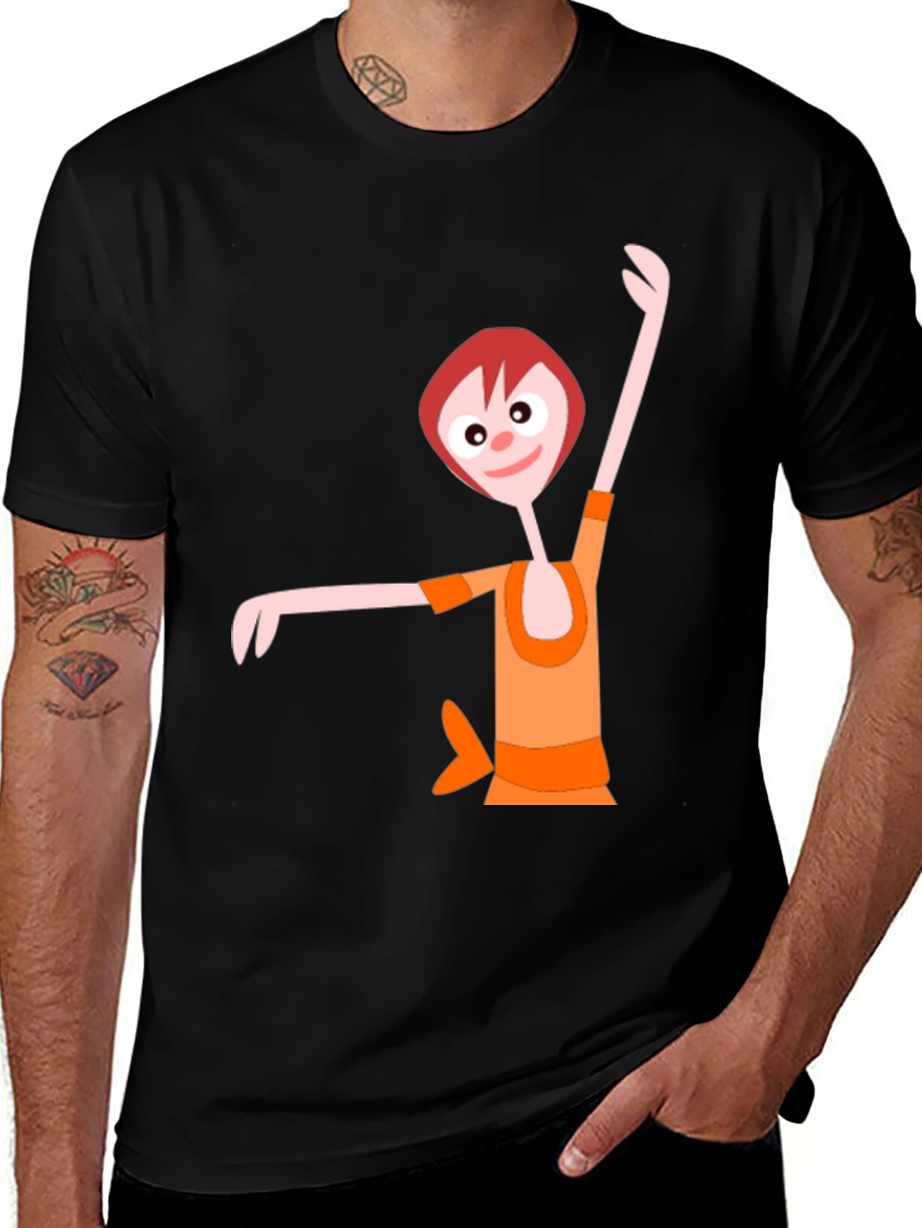 Fun Cartoon Graphic Black T-Shirt