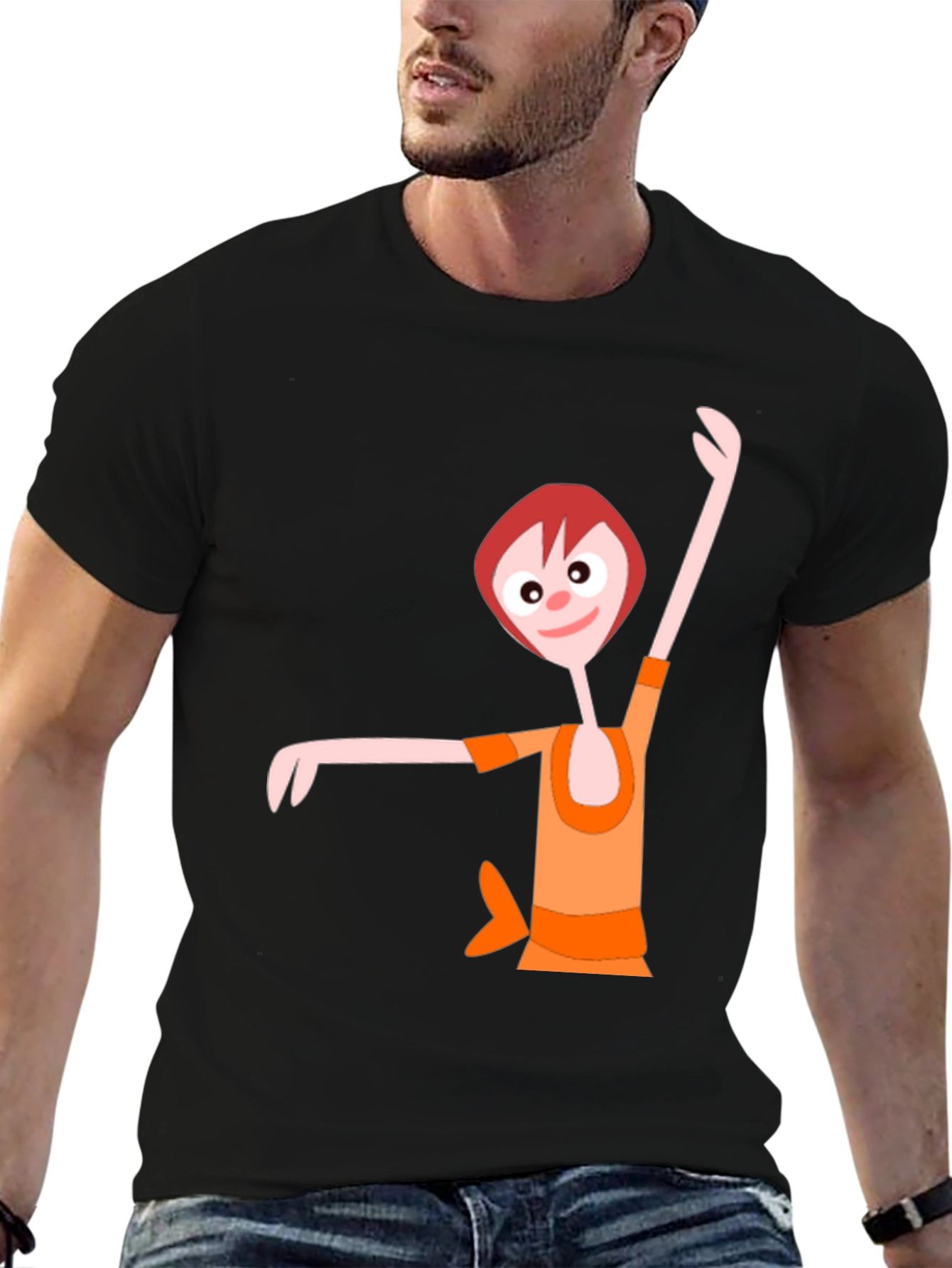 Fun Cartoon Graphic Black T-Shirt