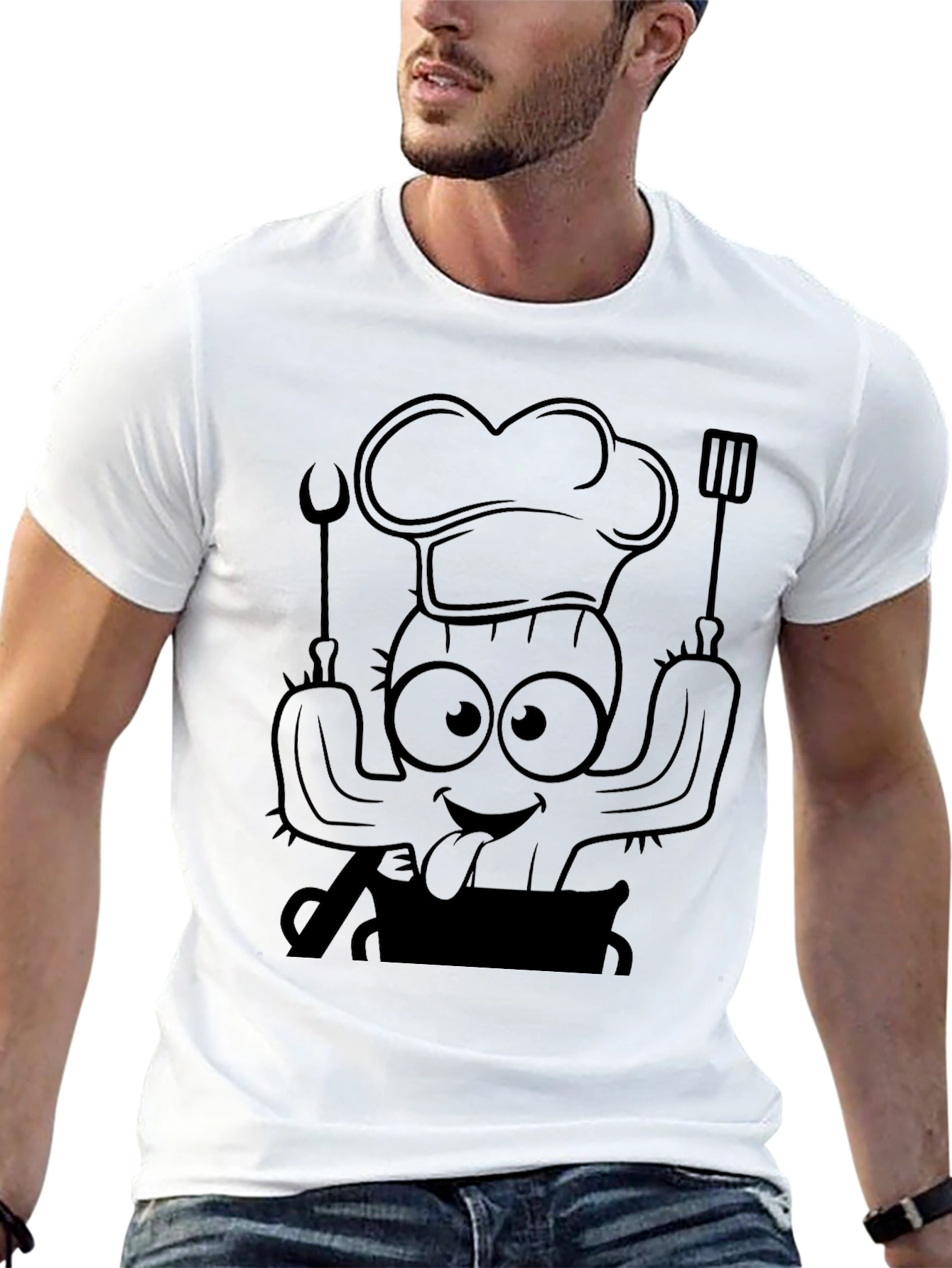 Chef Cactus Graphic T-Shirt - Unique Design