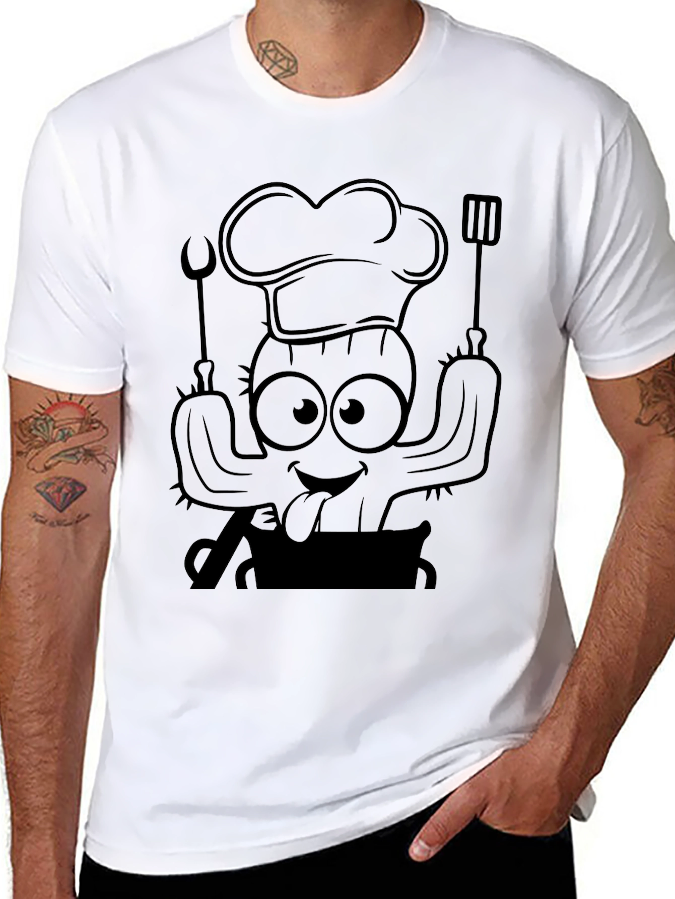 Chef Cactus Graphic T-Shirt - Unique Design