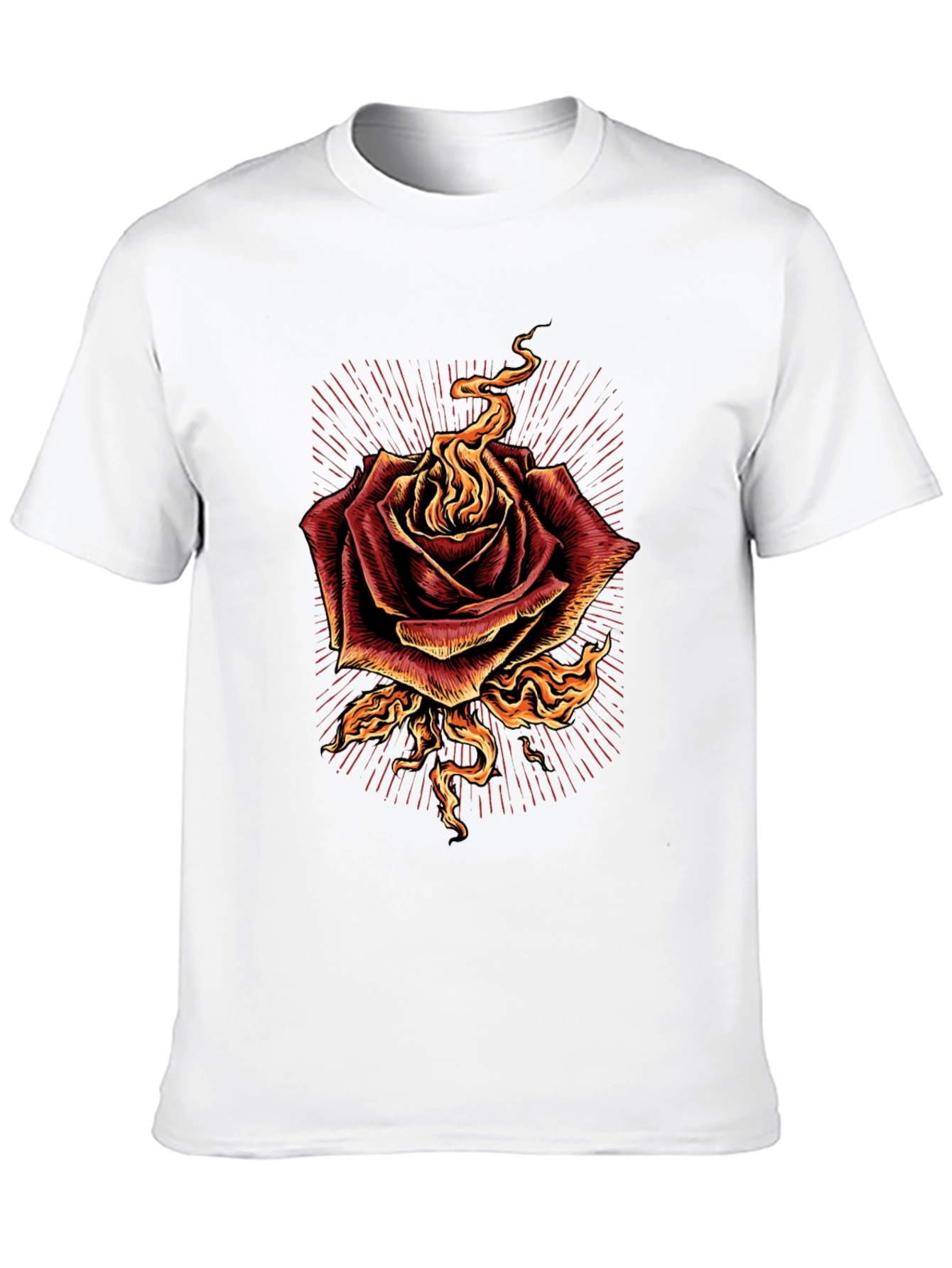 Burning Rose Graphic Tee - Bold Black T-Shirt