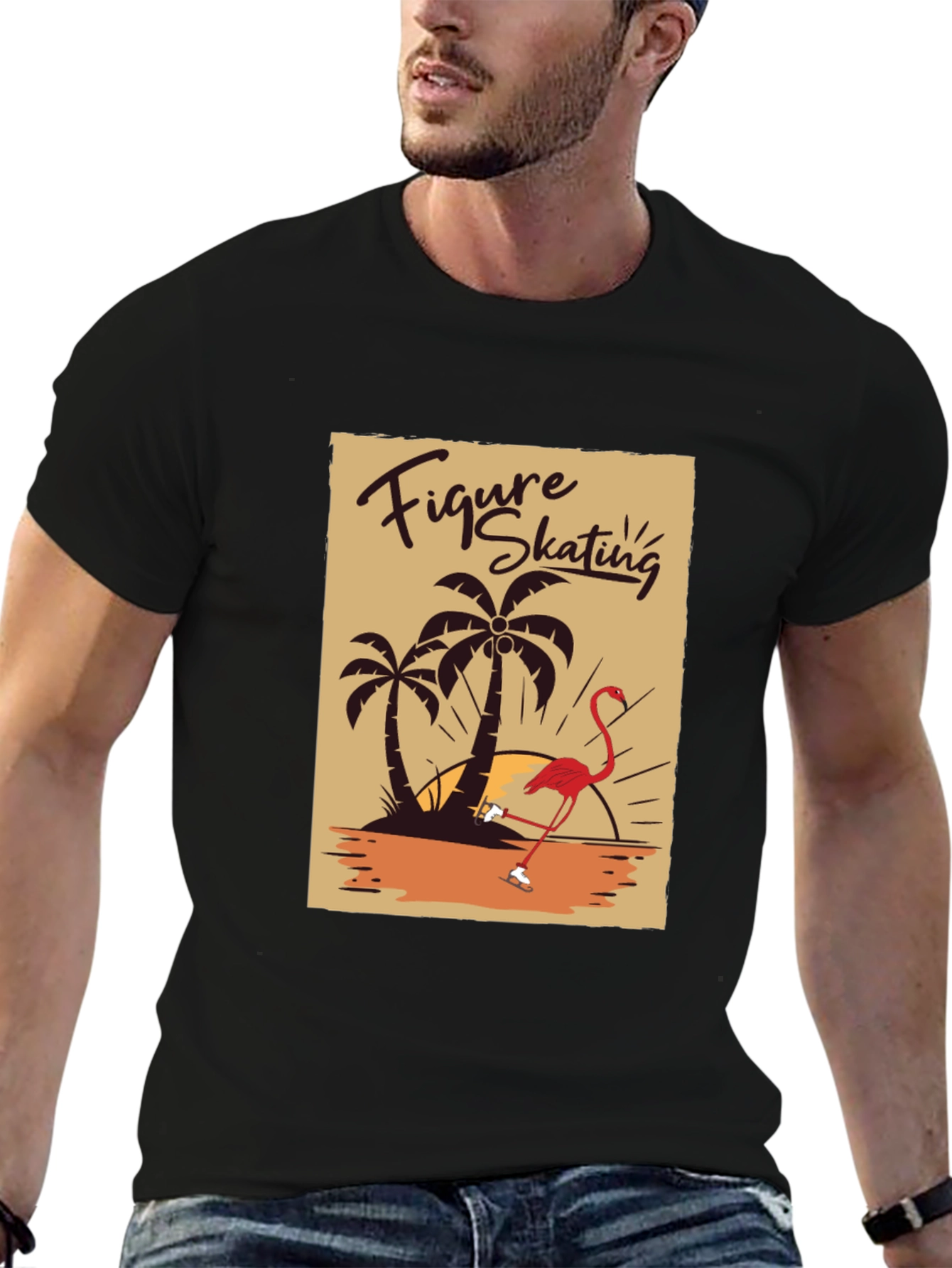Figure Skating Flamingo Graphic Tee