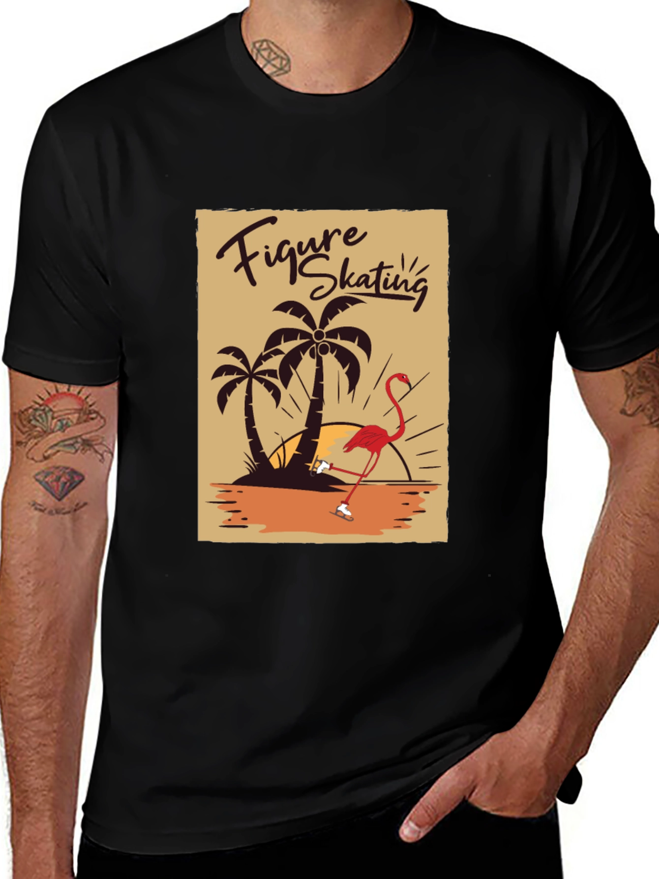 Figure Skating Flamingo Graphic Tee