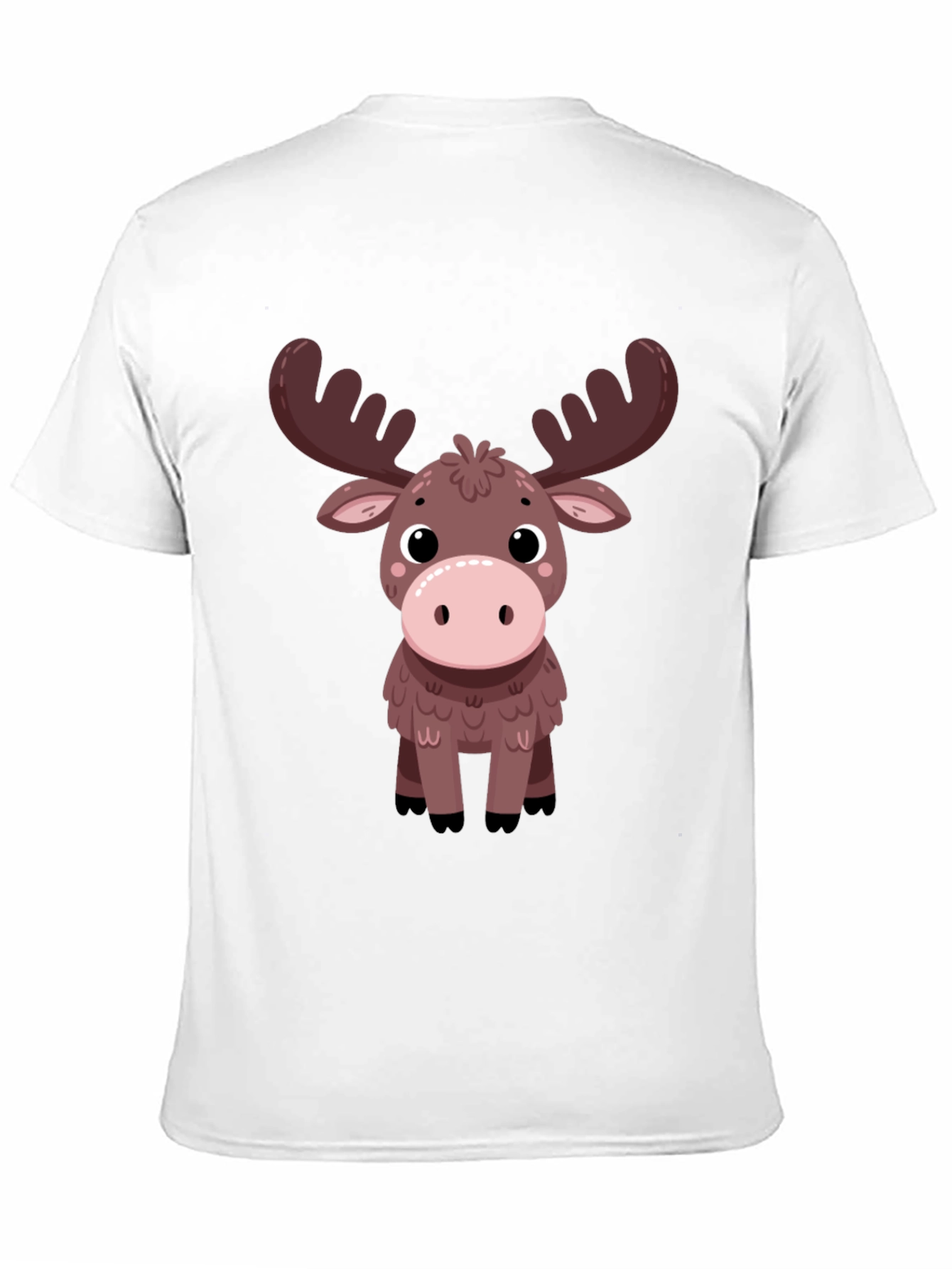 Cute Moose Graphic Tee - Black Cotton T-Shirt