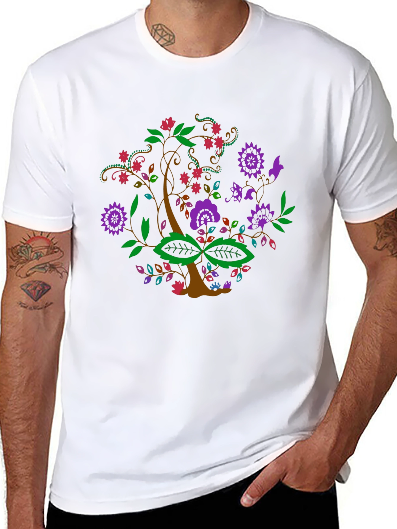 Floral Tree Graphic Tee - Black