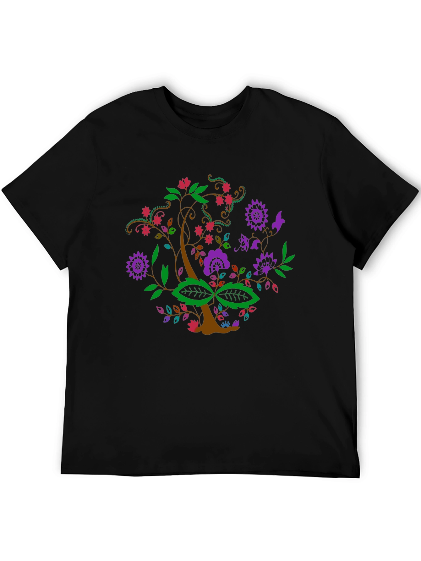 Floral Tree Graphic Tee - Black