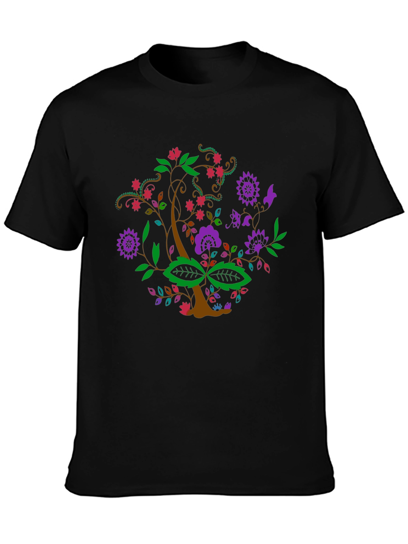 Floral Tree Graphic Tee - Black