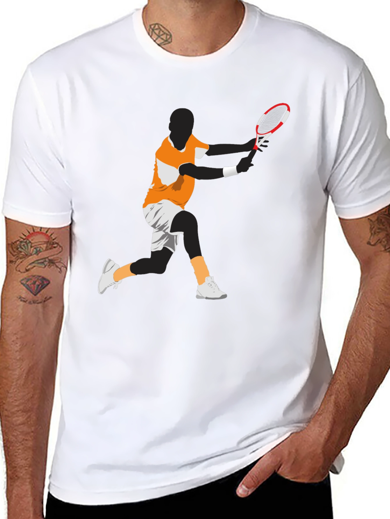 Tennis Player Graphic Tee - Black