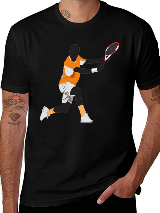 Tennis Player Graphic Tee - Black