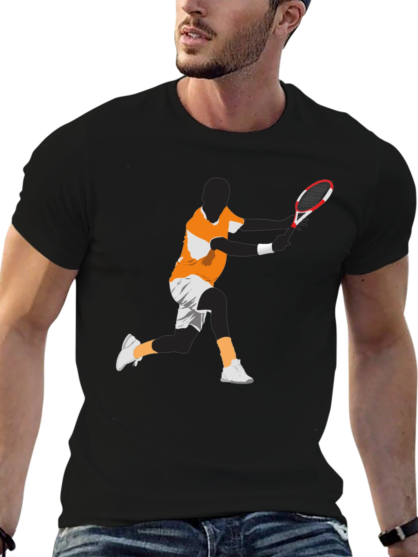 Tennis Player Graphic Tee - Black