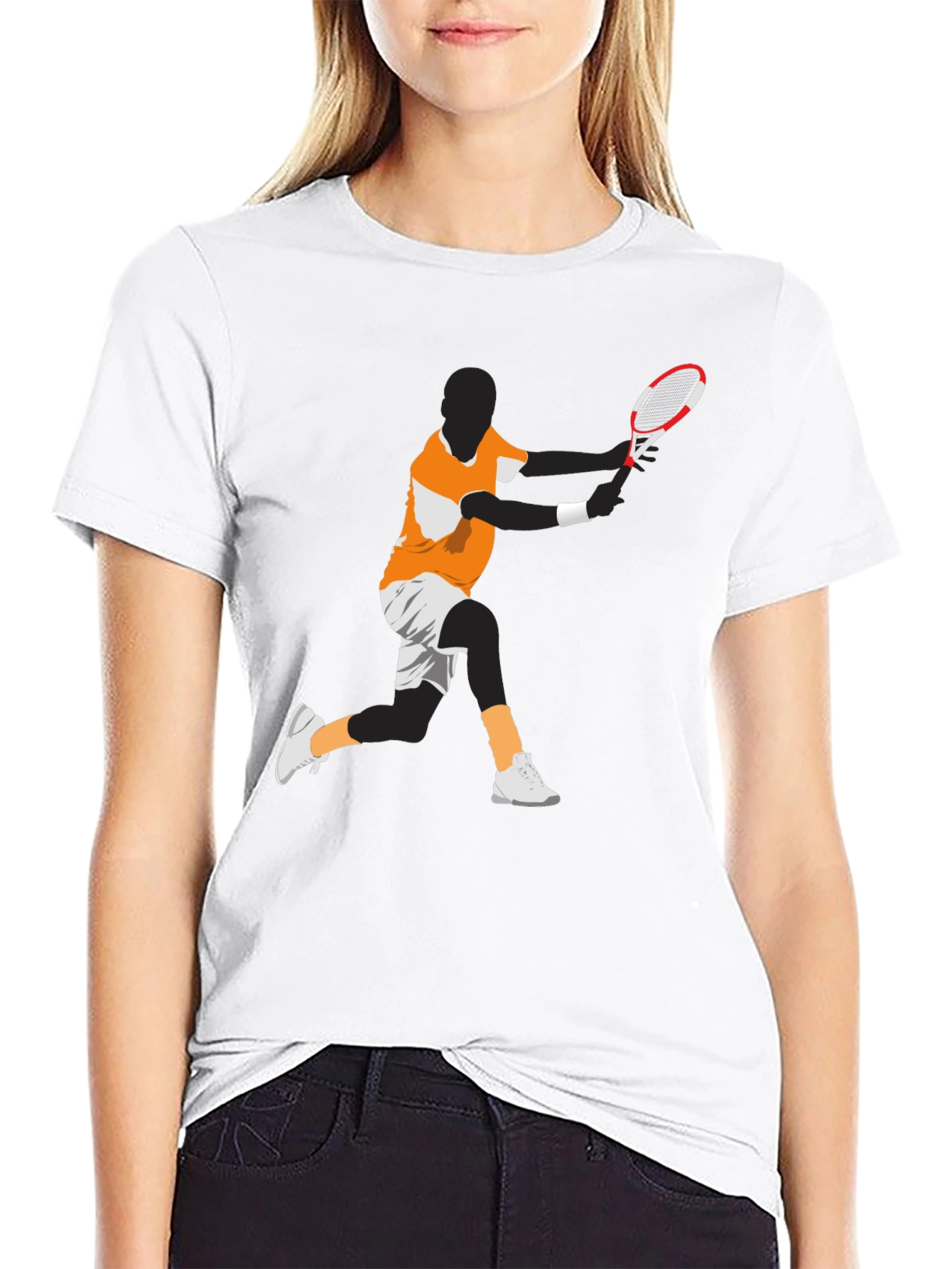 Tennis Player Graphic Tee - Black