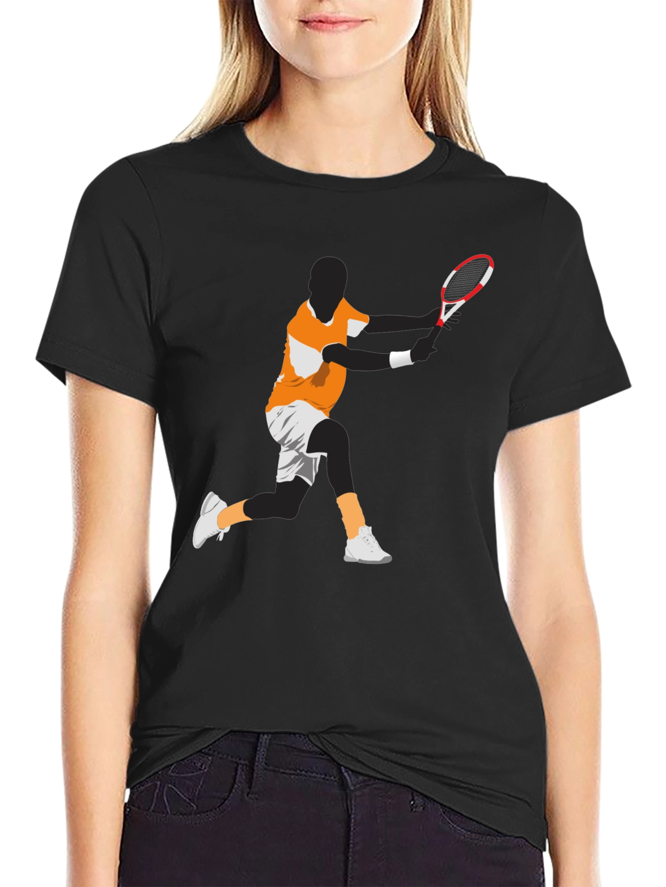 Tennis Player Graphic Tee - Black
