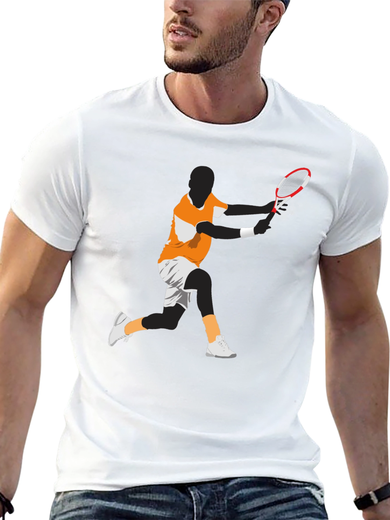 Tennis Player Graphic Tee - Black