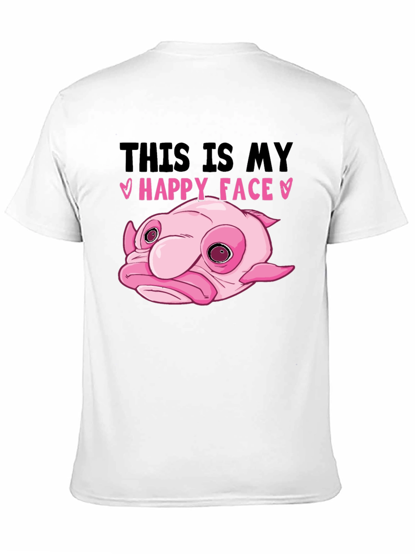 Blobfish Happy Face Black T-Shirt