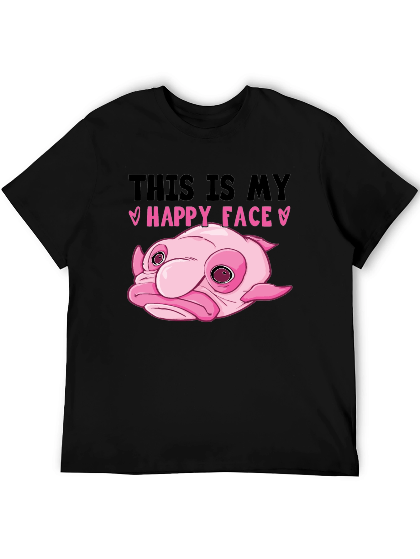 Blobfish Happy Face Black T-Shirt