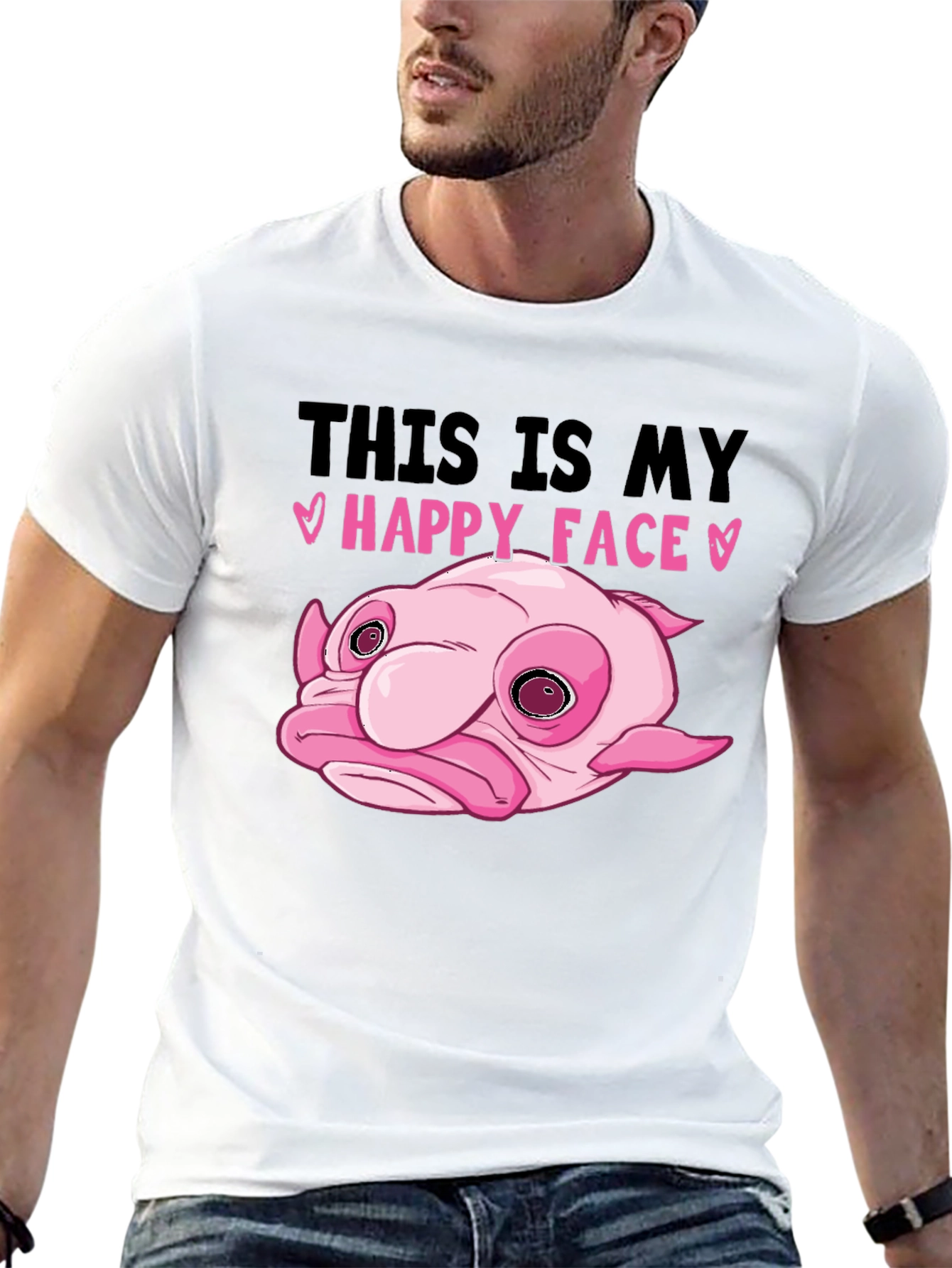 Blobfish Happy Face Black T-Shirt