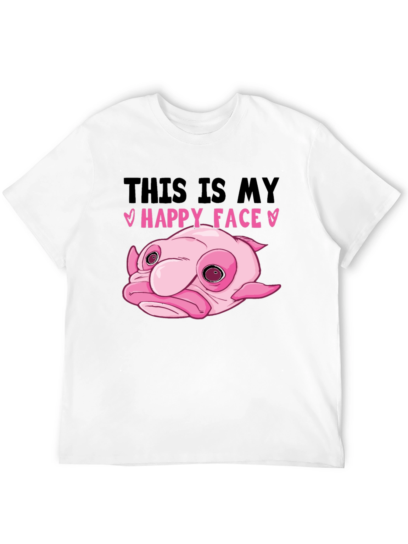 Blobfish Happy Face Black T-Shirt