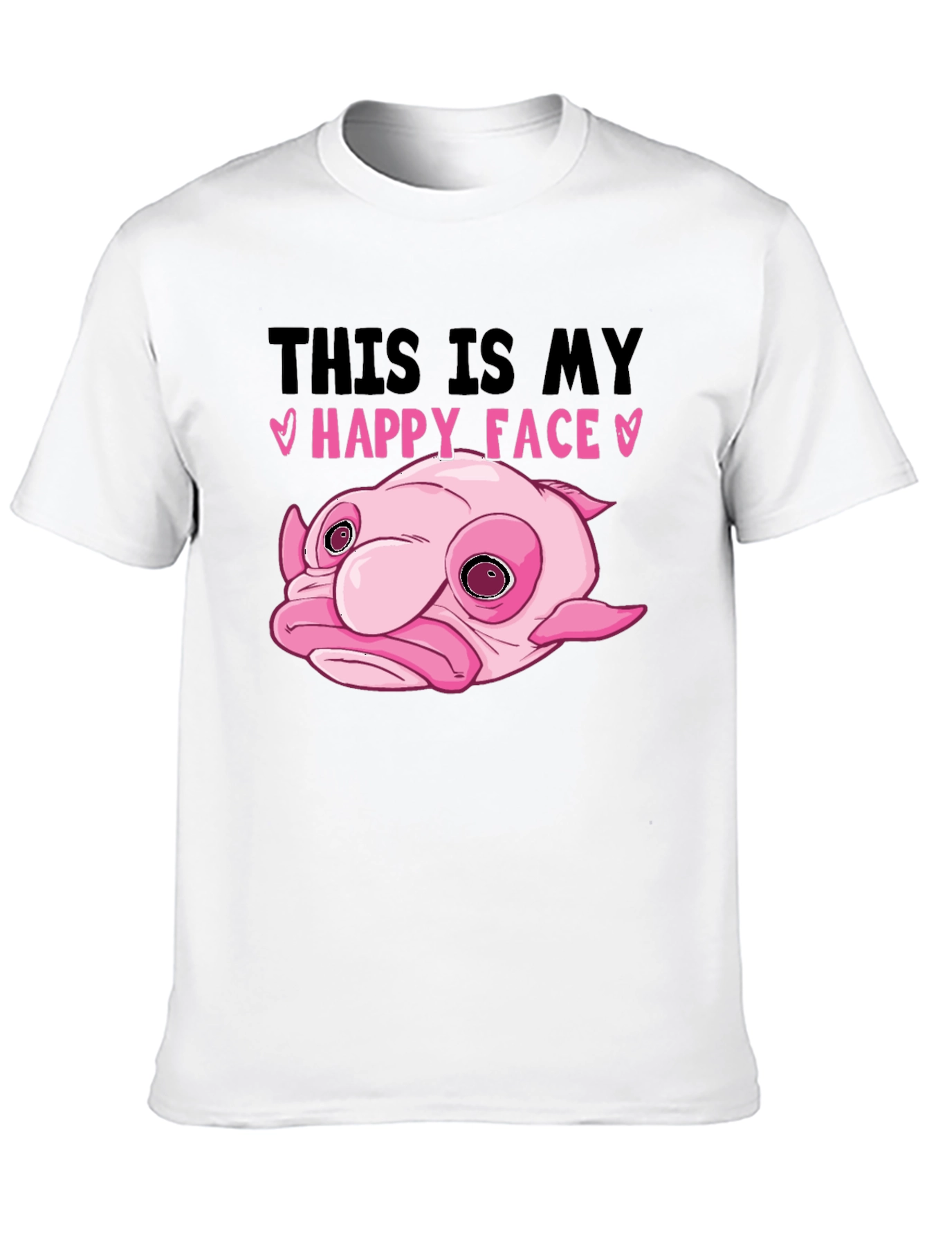 Blobfish Happy Face Black T-Shirt