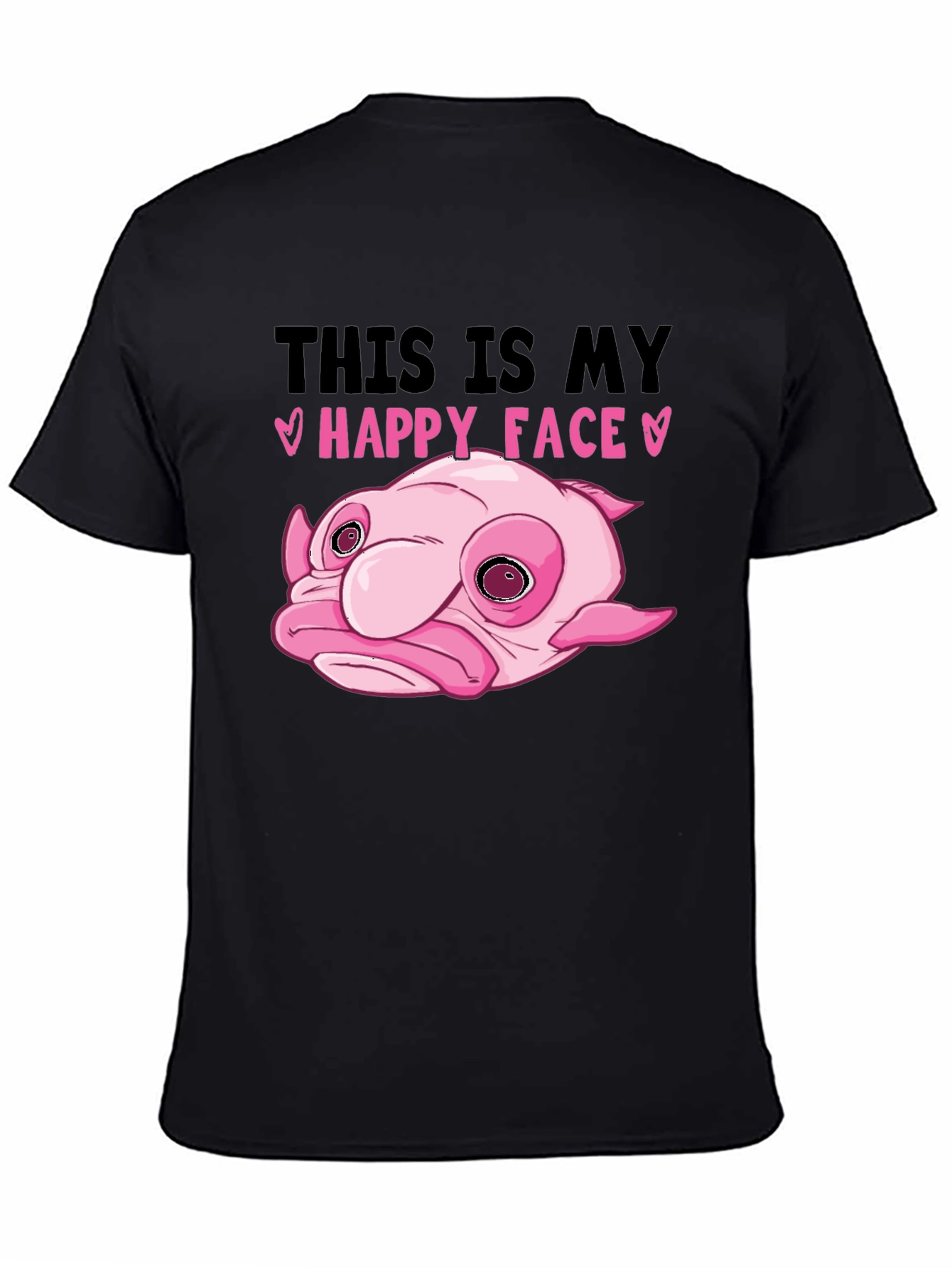 Blobfish Happy Face Black T-Shirt