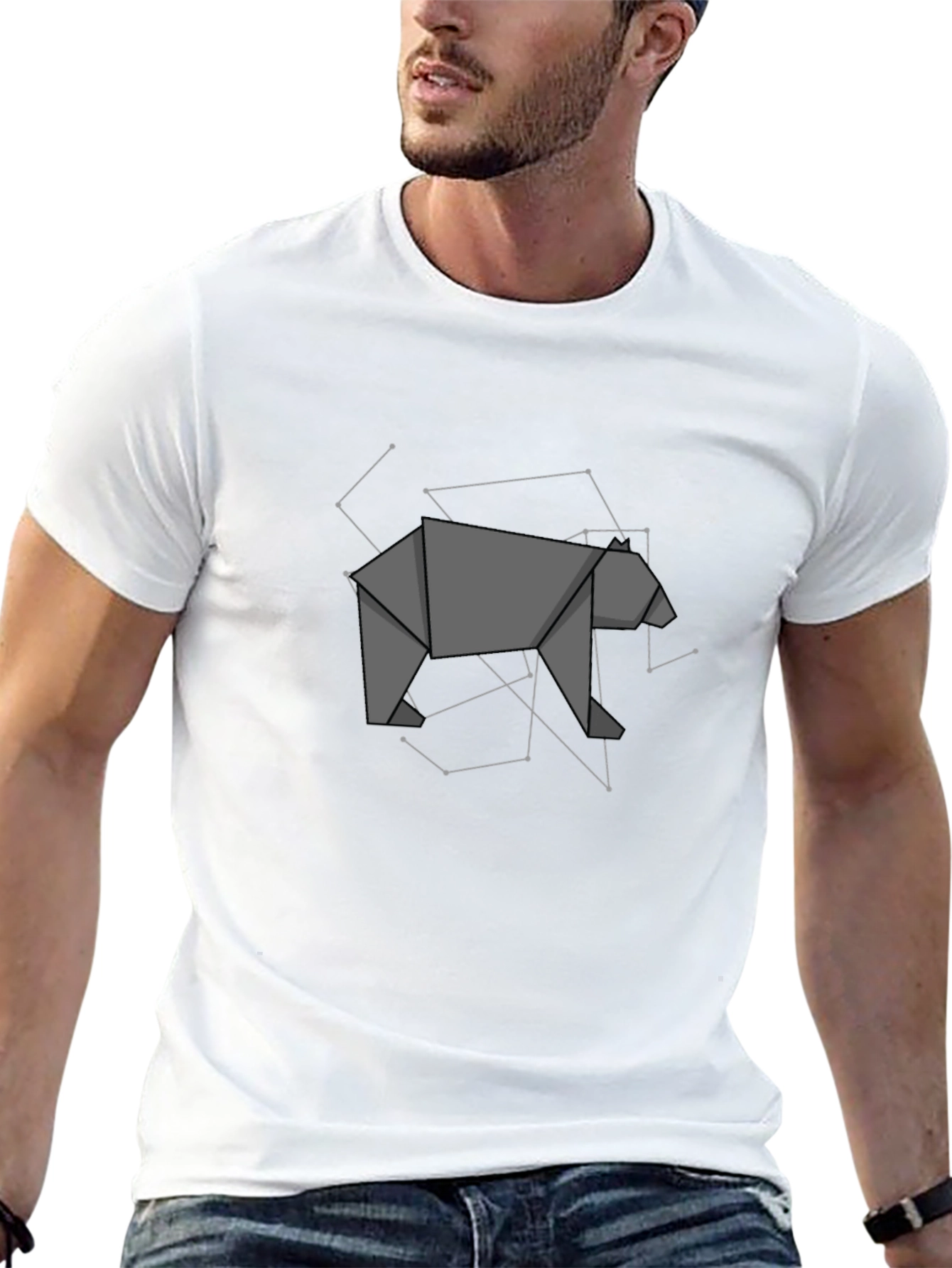 Origami Bear Graphic Tee - Modern Geometric Design