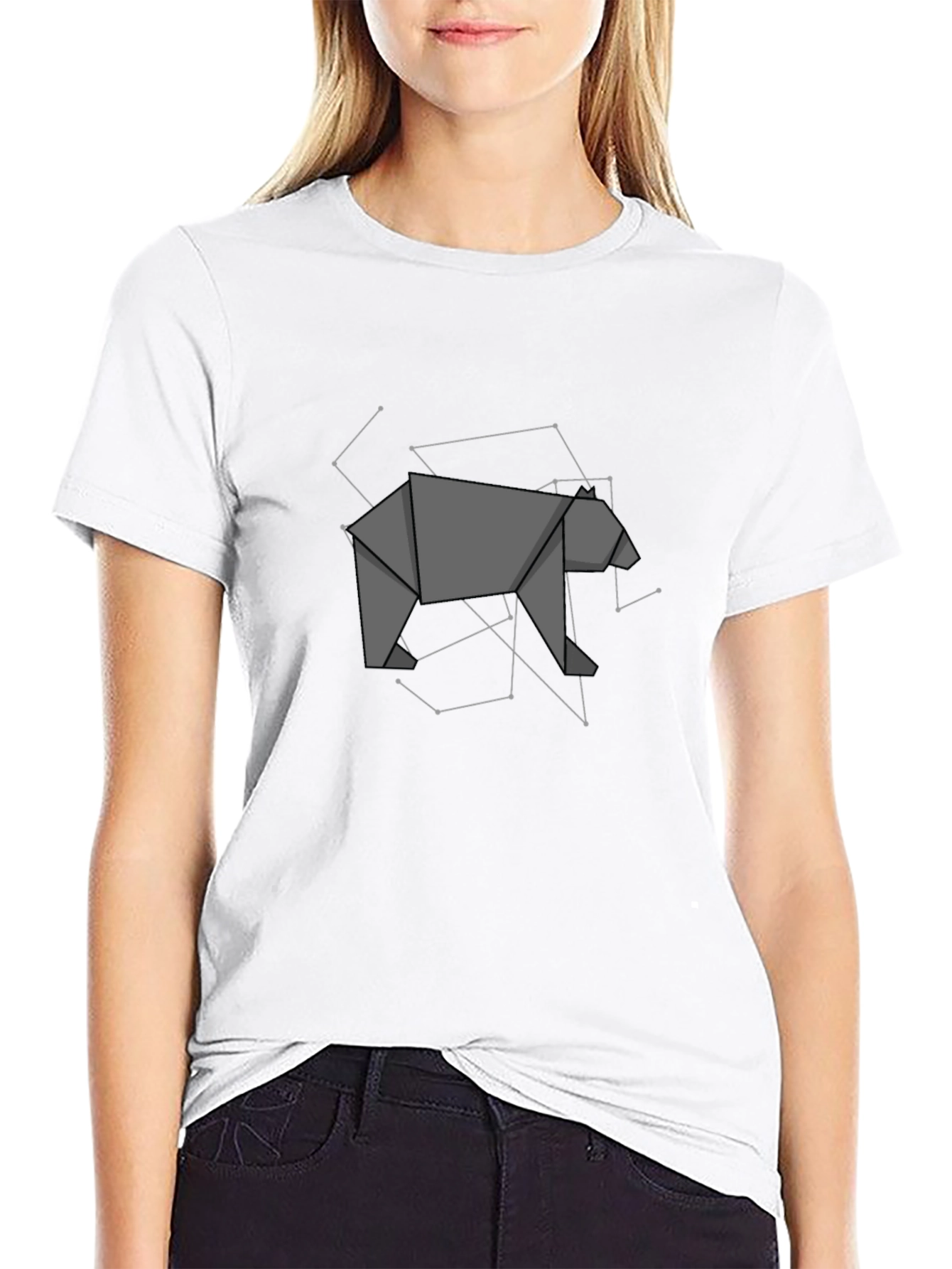 Origami Bear Graphic Tee - Modern Geometric Design