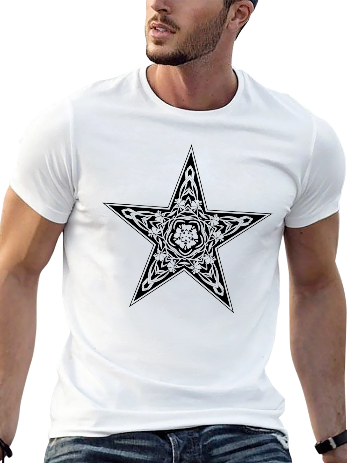 Black Star Mandala Mens T-Shirt