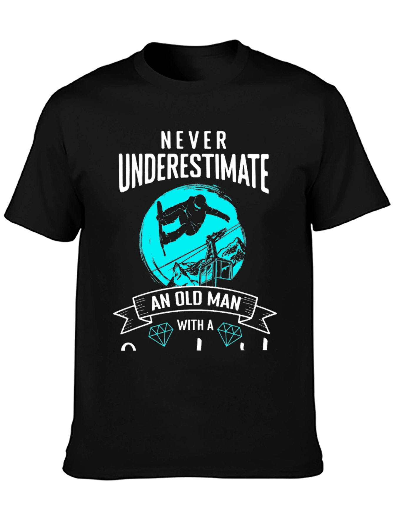Never Underestimate Old Man Snowboard T-Shirt