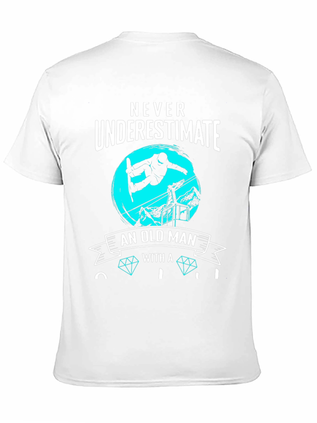 Never Underestimate Old Man Snowboard T-Shirt