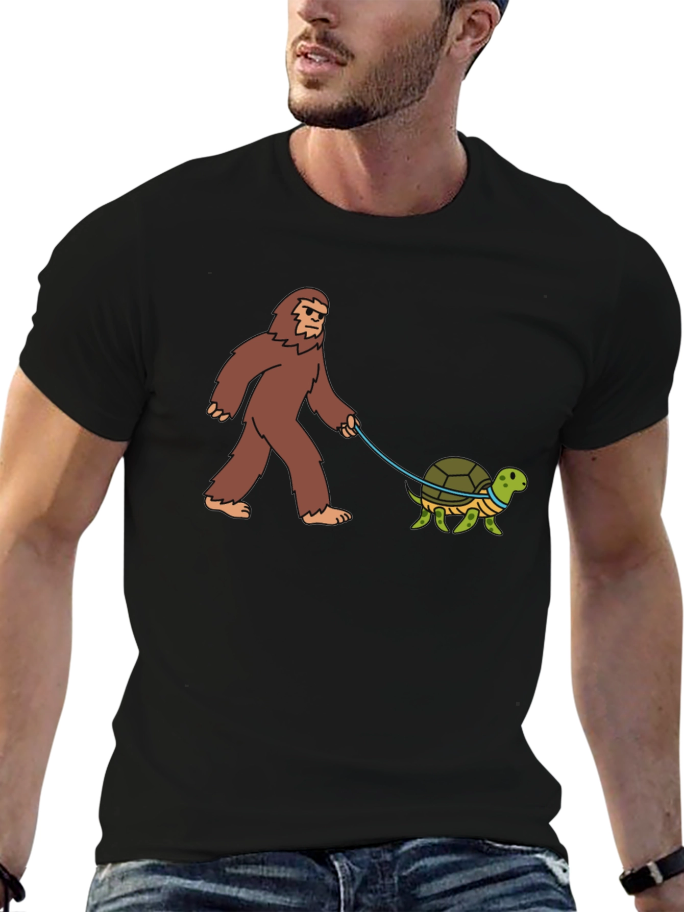 Bigfoot Walking Turtle Funny Graphic Tee