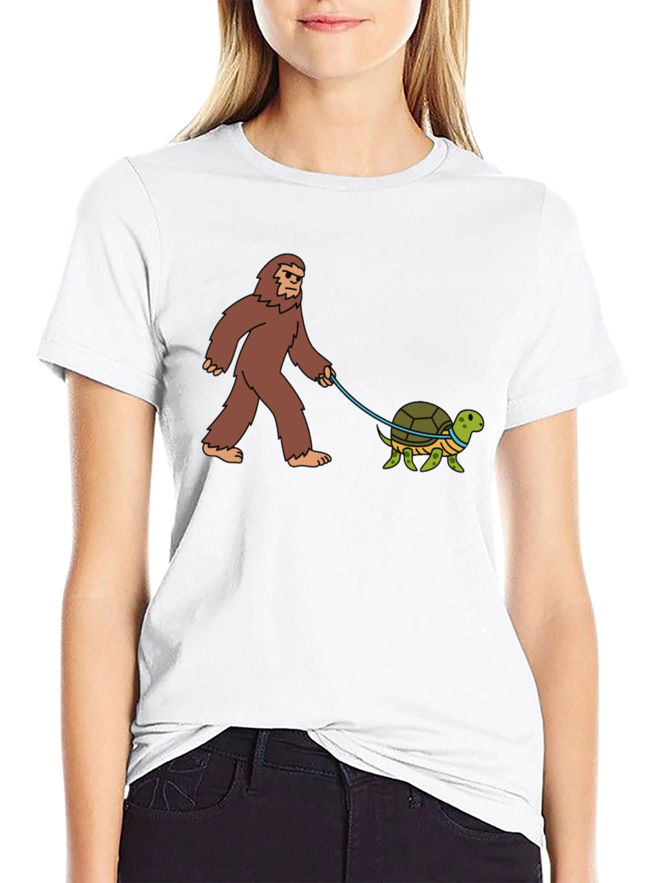 Bigfoot Walking Turtle Funny Graphic Tee