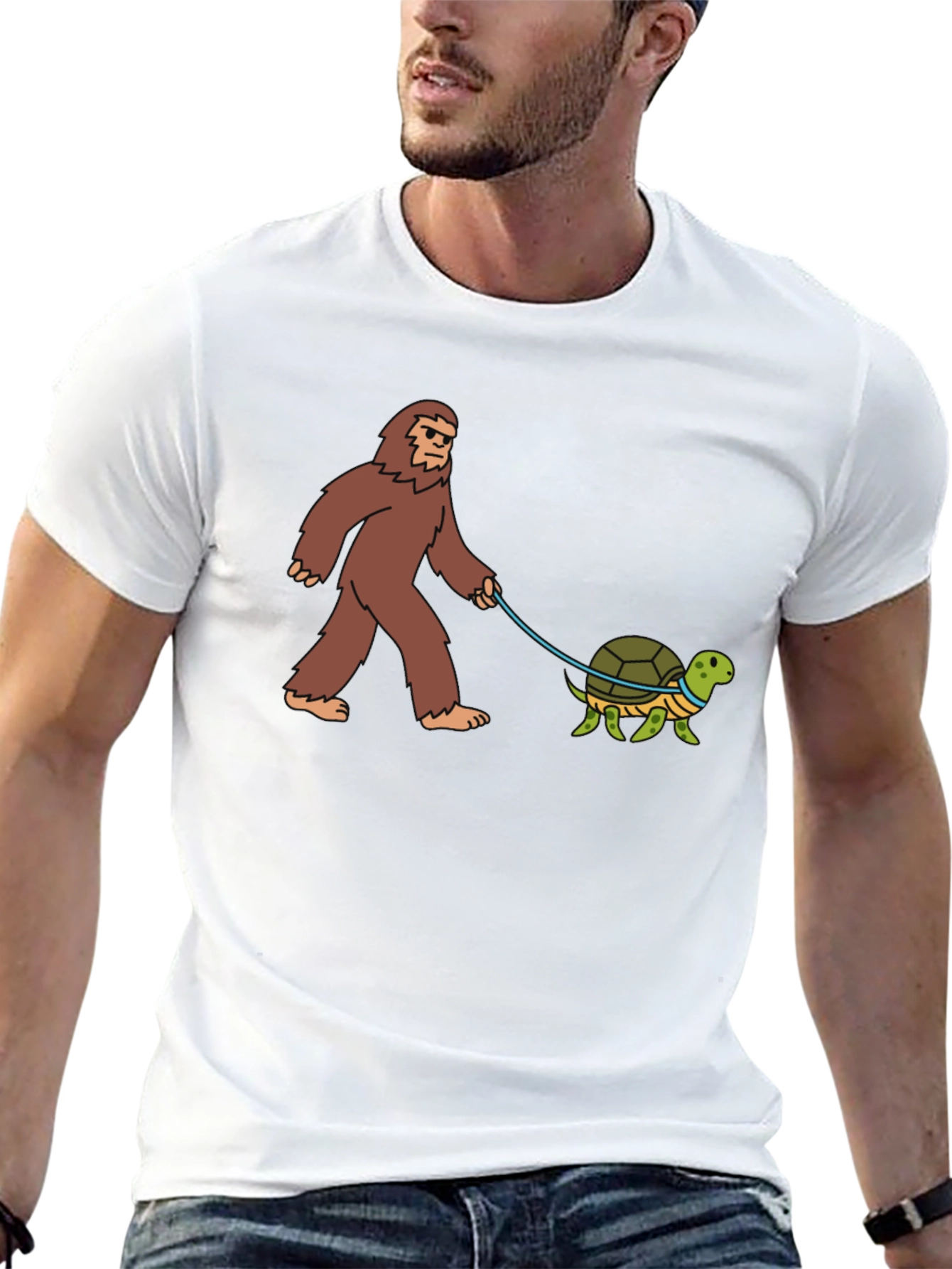 Bigfoot Walking Turtle Funny Graphic Tee