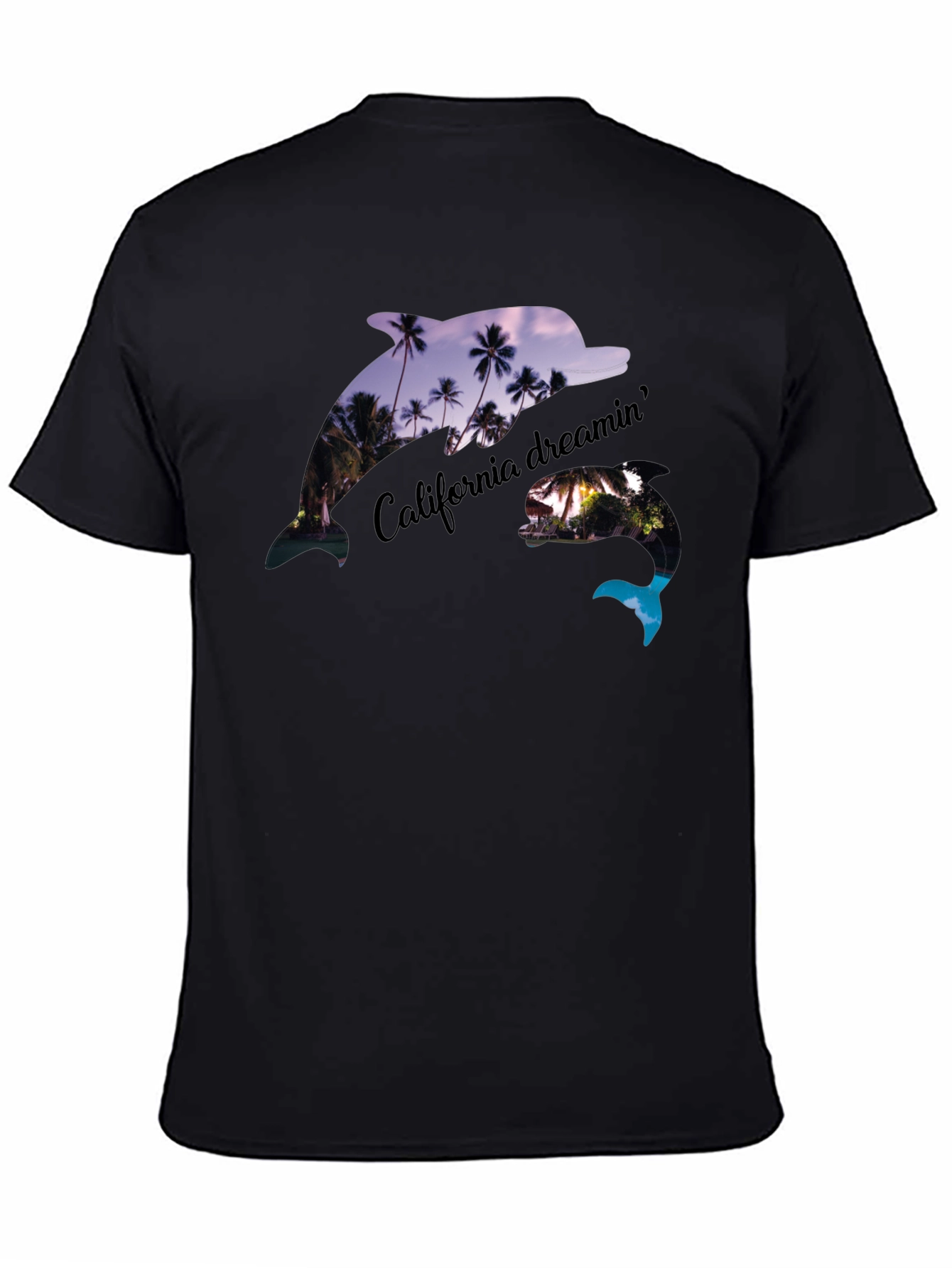 California Dreamin Dolphin Black Tee