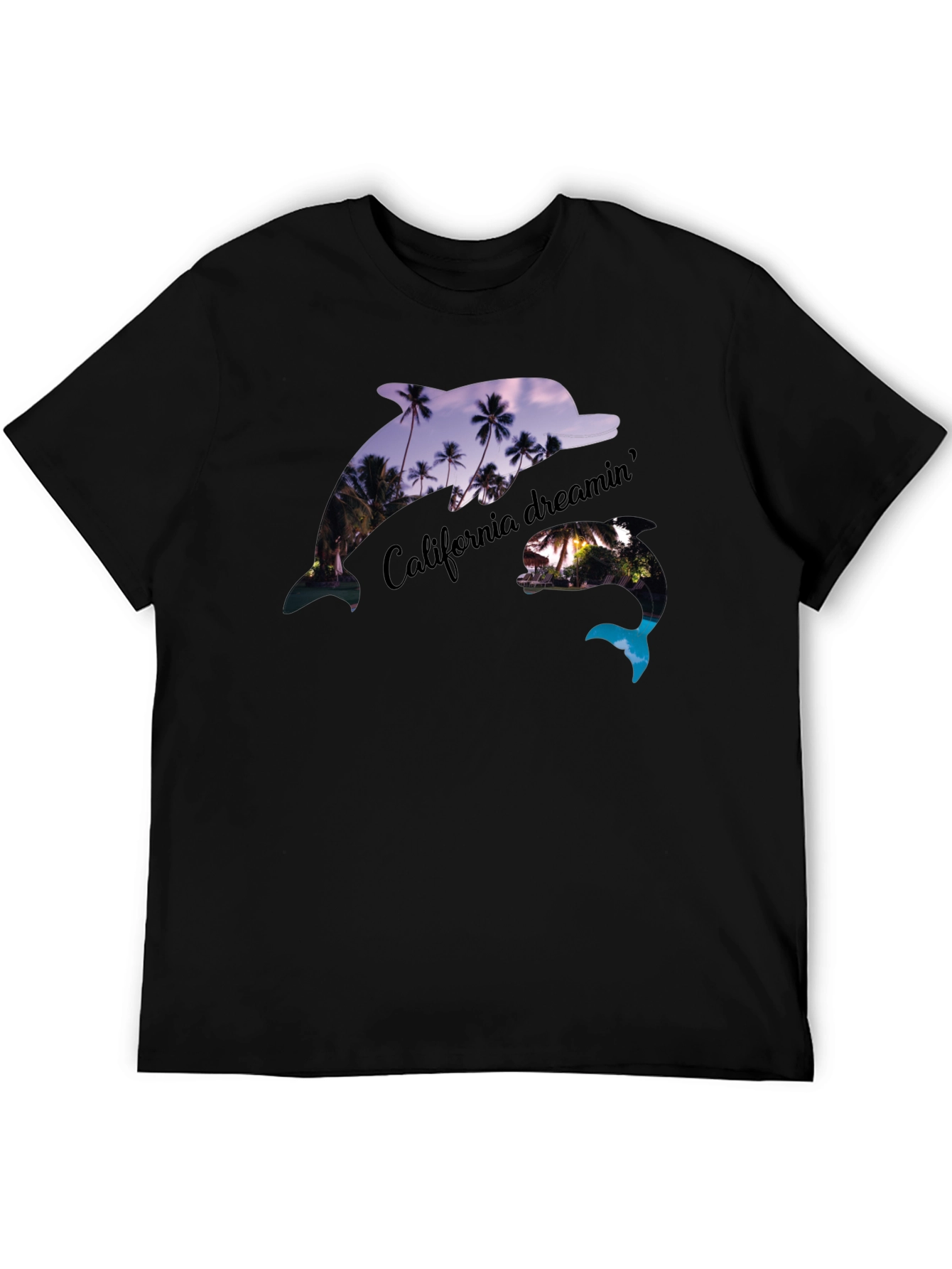 California Dreamin Dolphin Black Tee