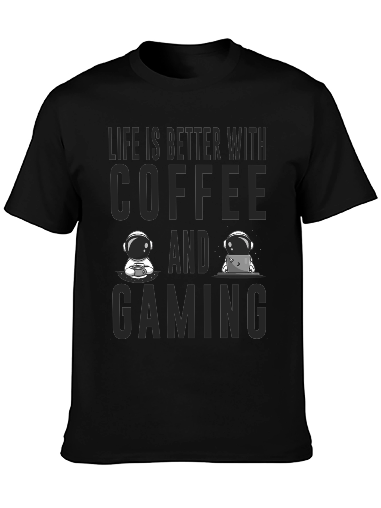 Coffee & Gaming Astronauts Black T-Shirt