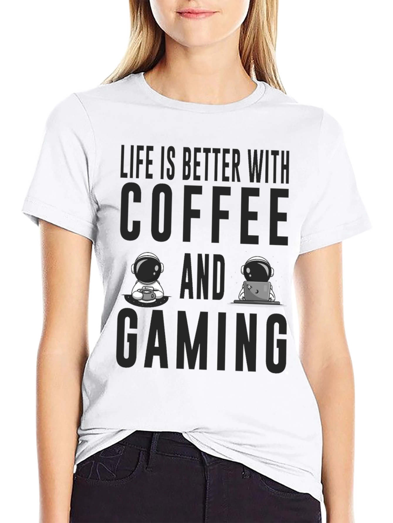 Coffee & Gaming Astronauts Black T-Shirt