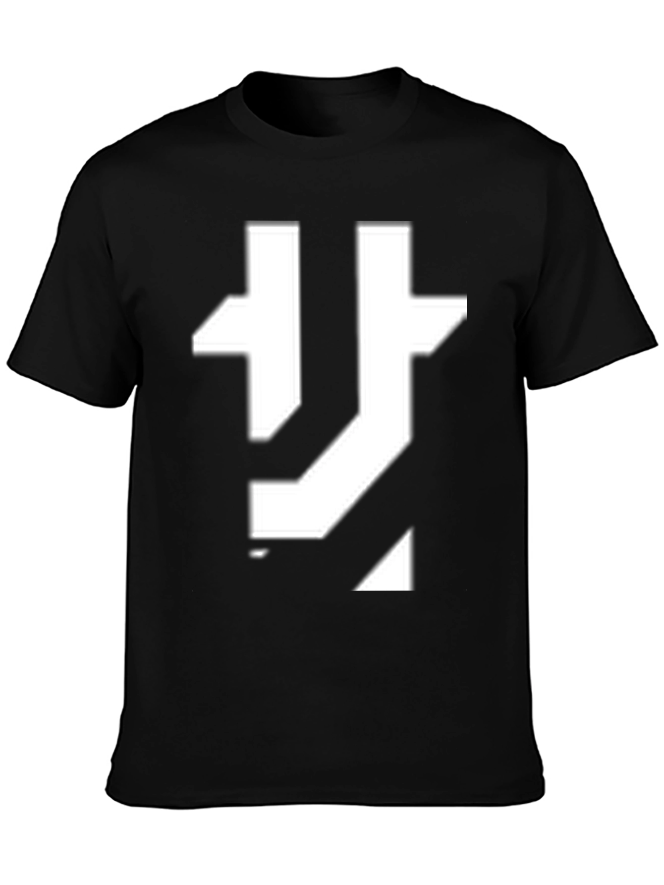 Modern Graphic Tee - Black with Abstract White Design