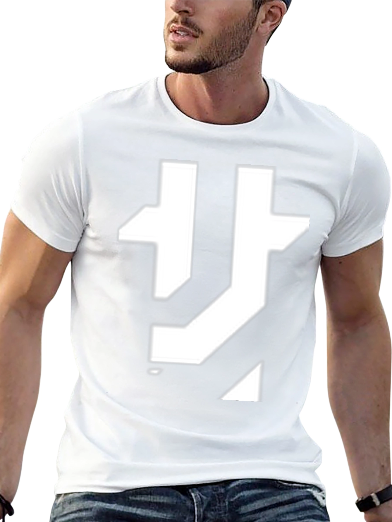Modern Graphic Tee - Black with Abstract White Design