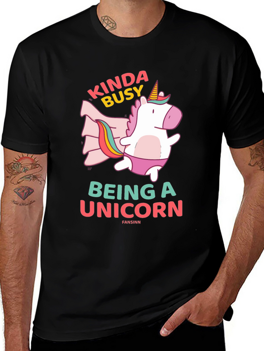 Kinda Busy Being A Unicorn Black T-Shirt