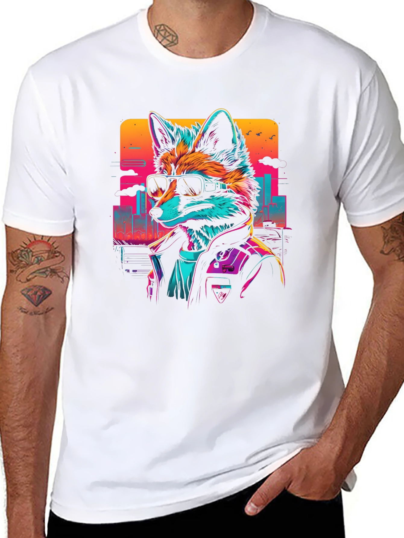 Retro Fox Graphic Tee - Cool Animal T-Shirt
