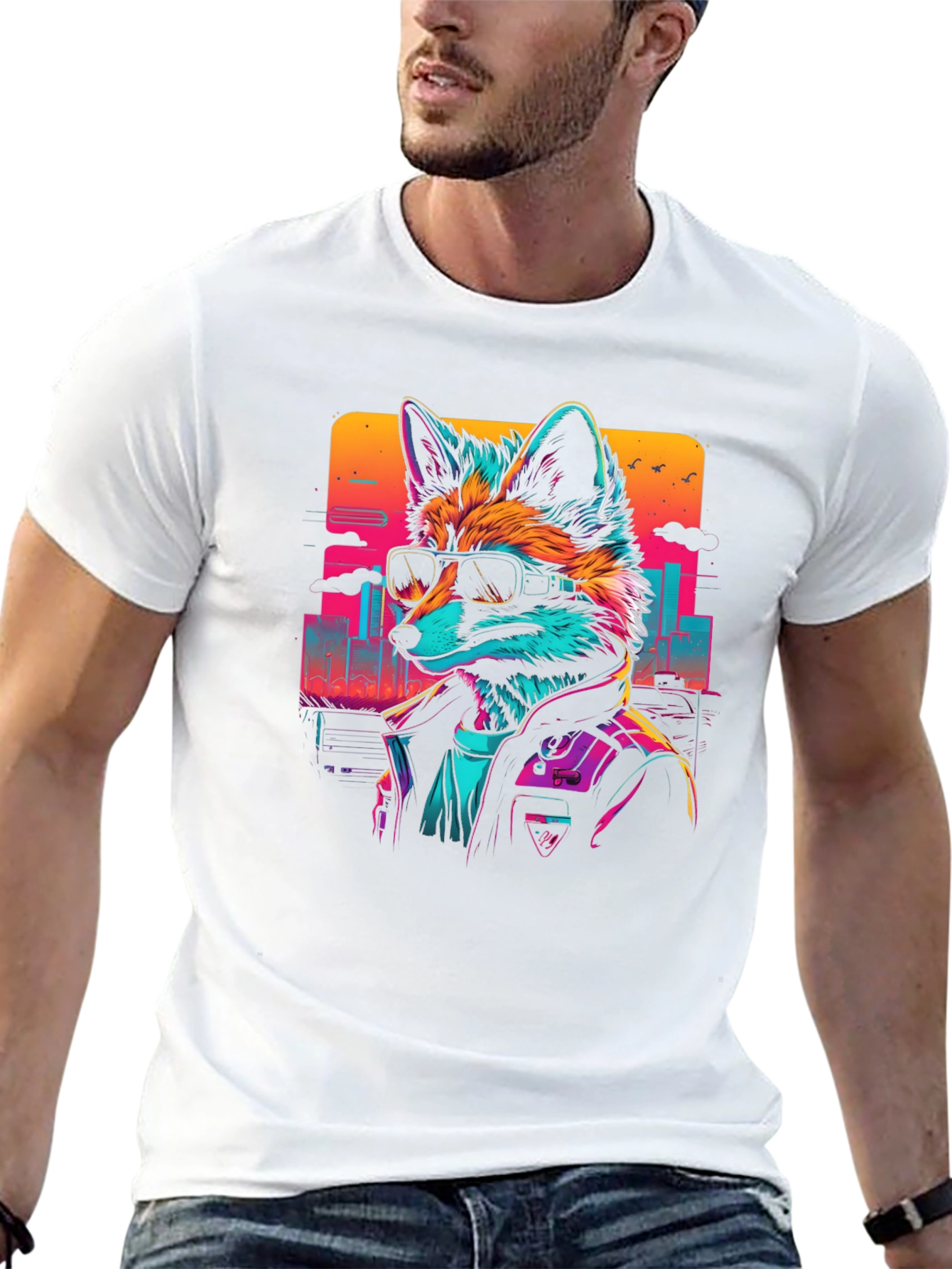 Retro Fox Graphic Tee - Cool Animal T-Shirt
