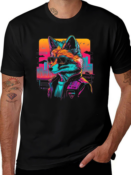 Retro Fox Graphic Tee - Cool Animal T-Shirt