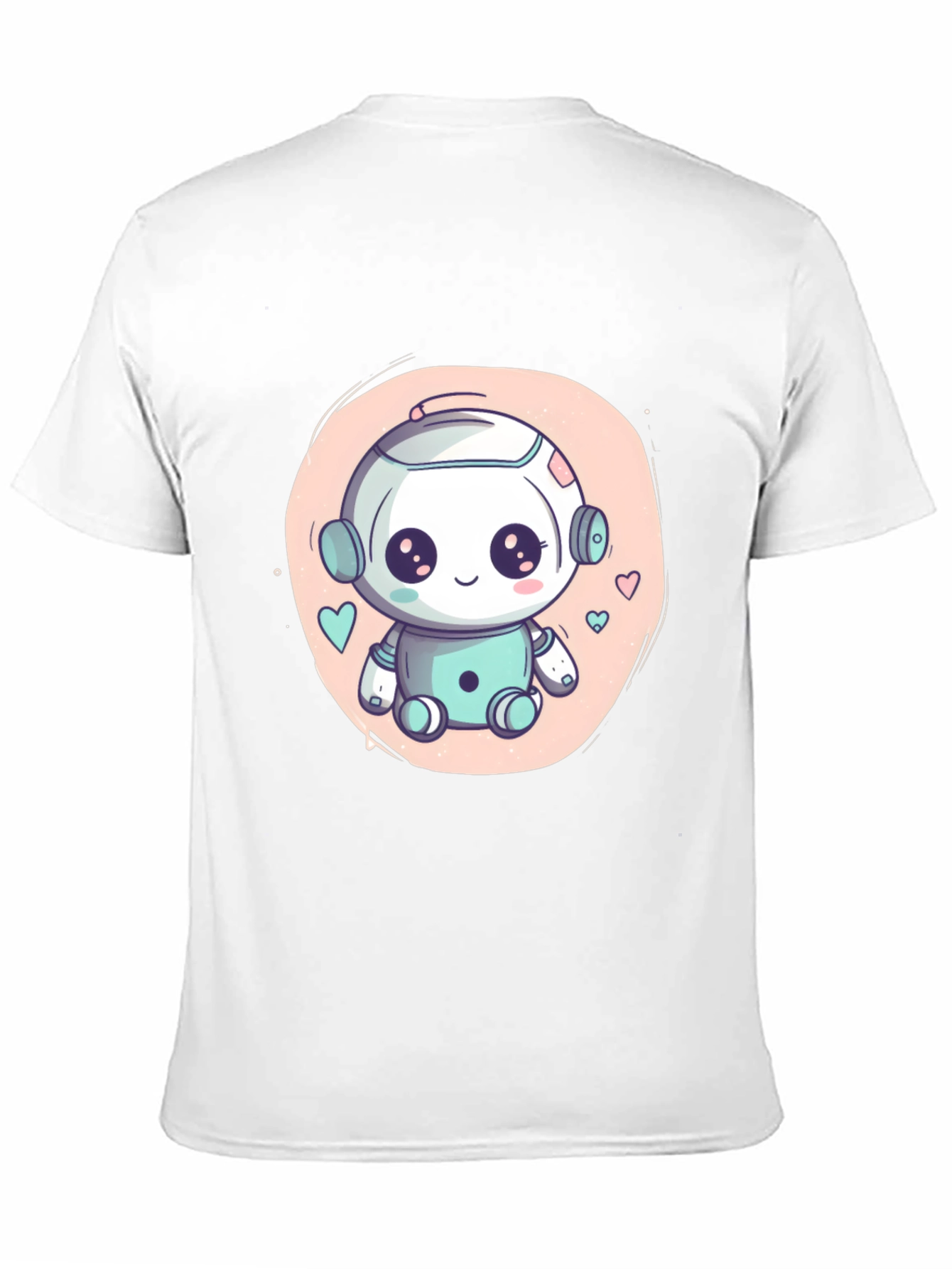 Cute Robot Graphic T-Shirt - Black