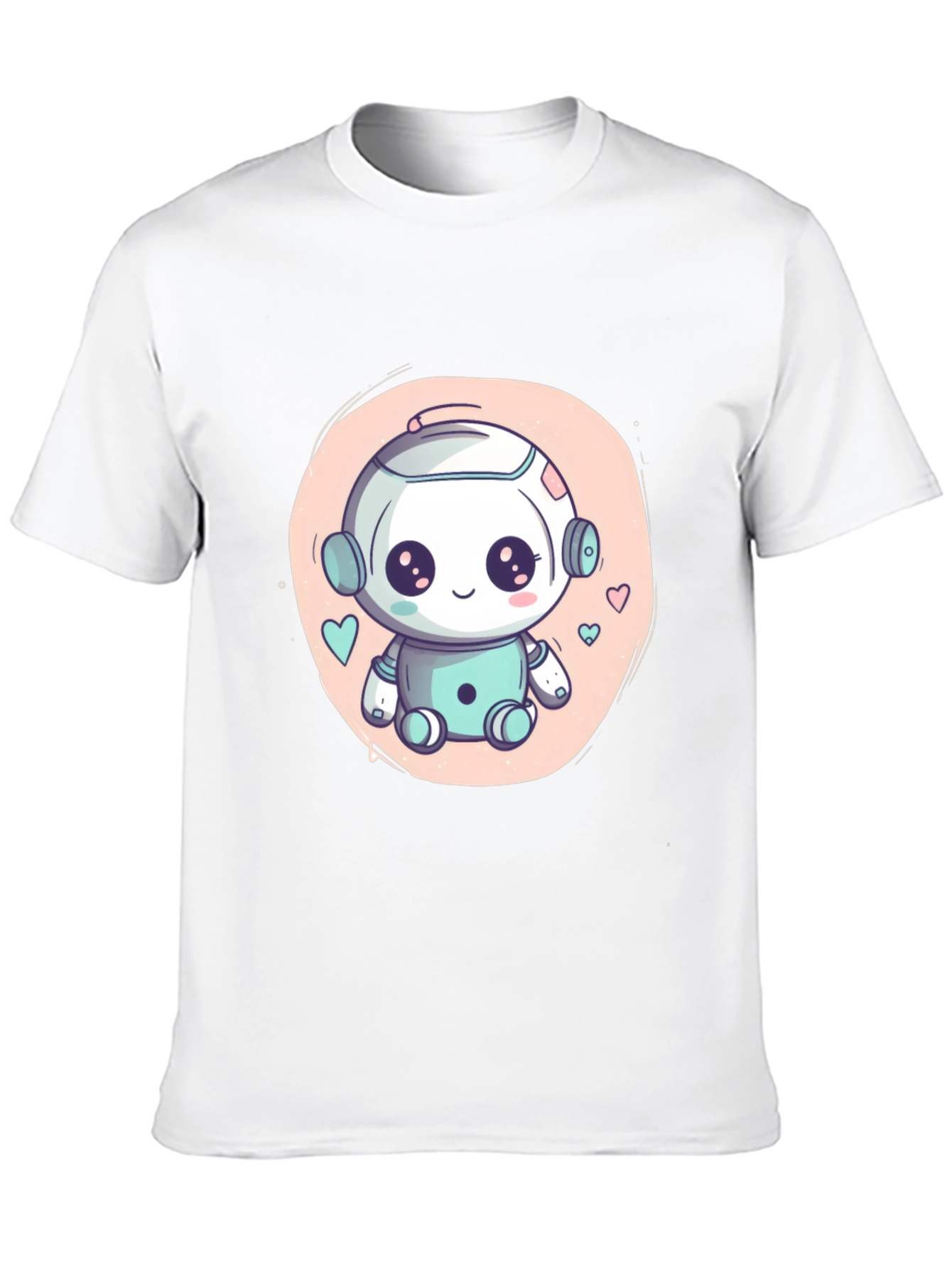 Cute Robot Graphic T-Shirt - Black
