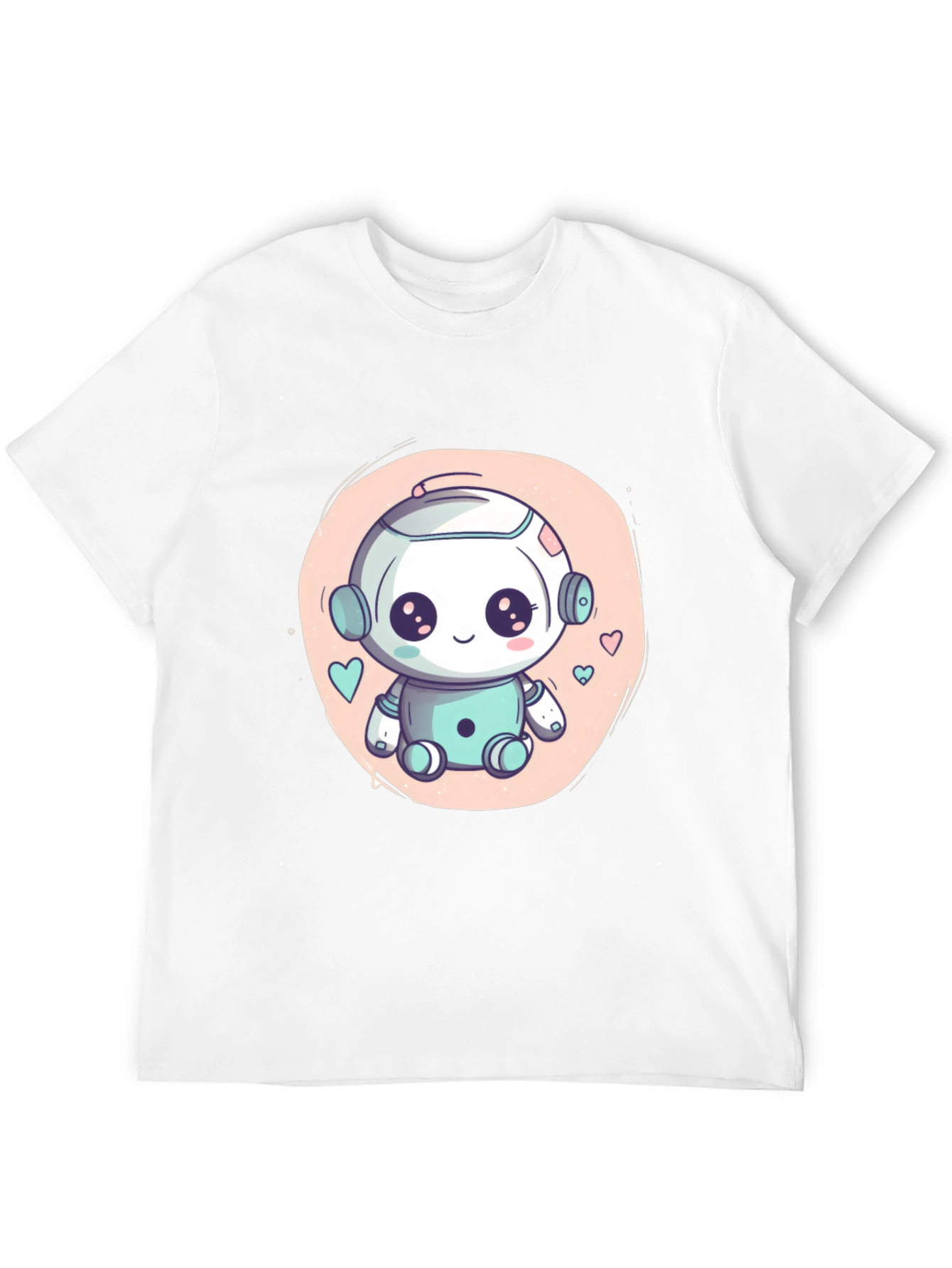 Cute Robot Graphic T-Shirt - Black