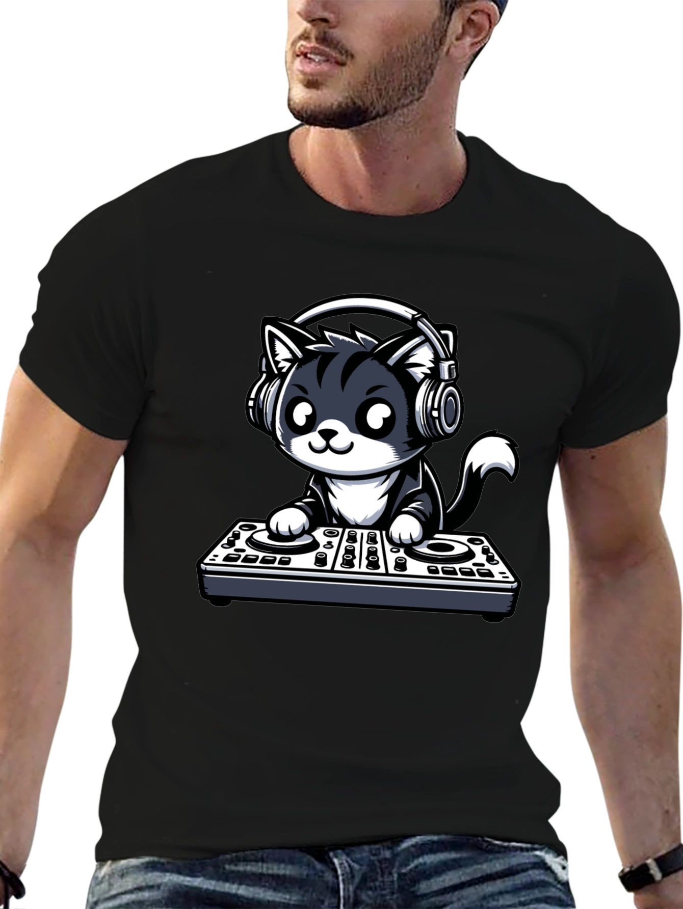 DJ Cat Graphic T-Shirt