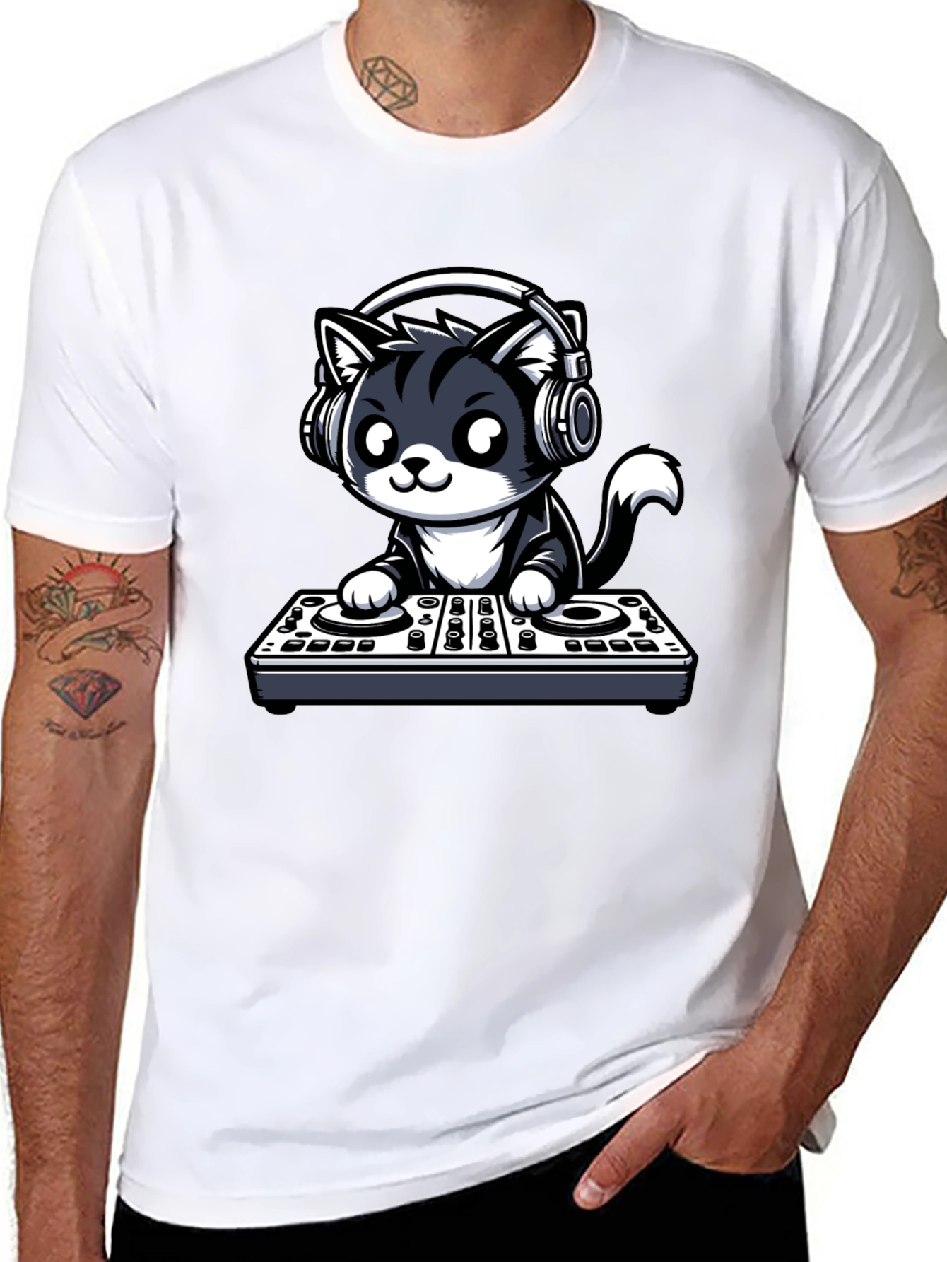 DJ Cat Graphic T-Shirt