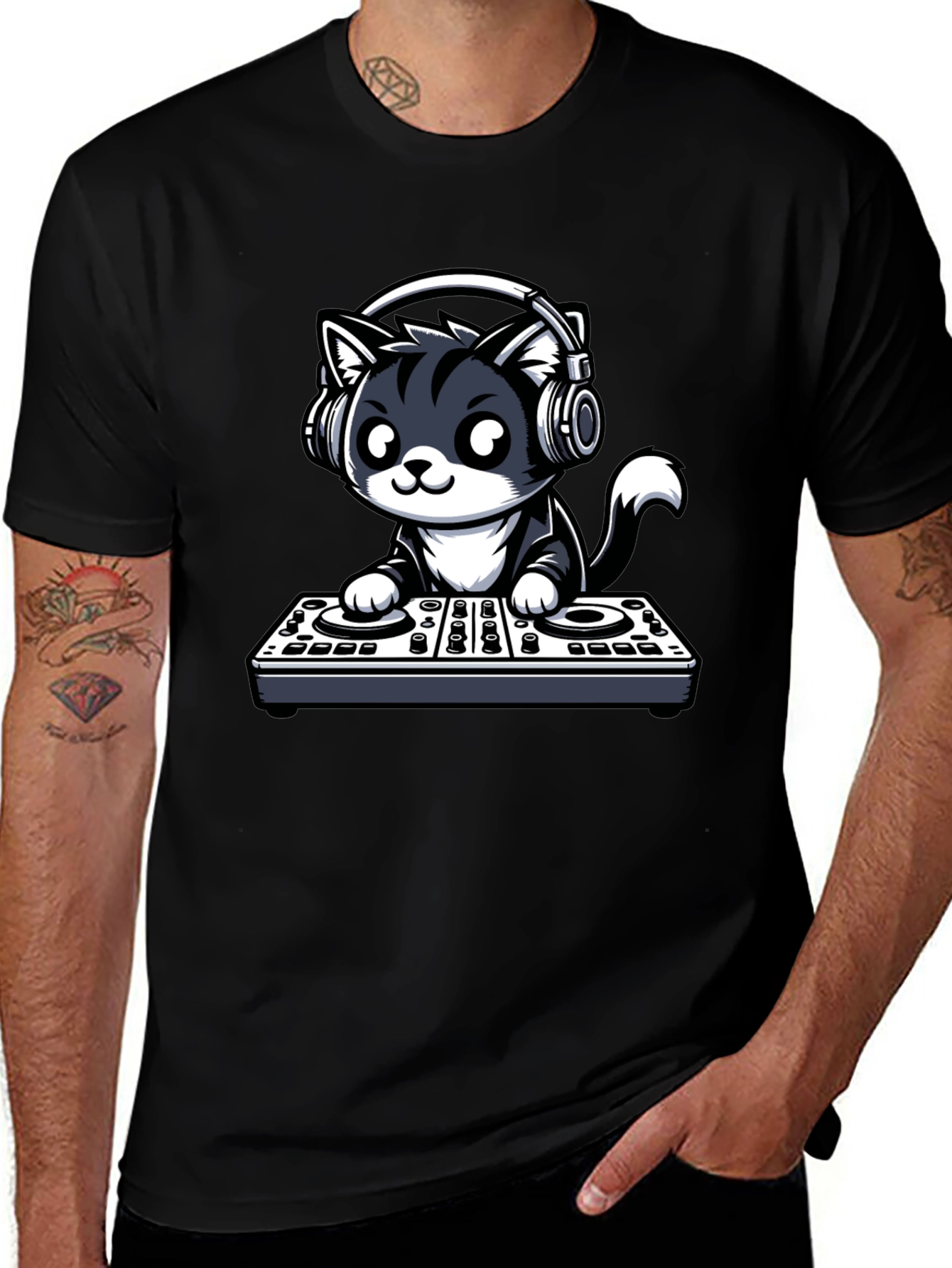 DJ Cat Graphic T-Shirt