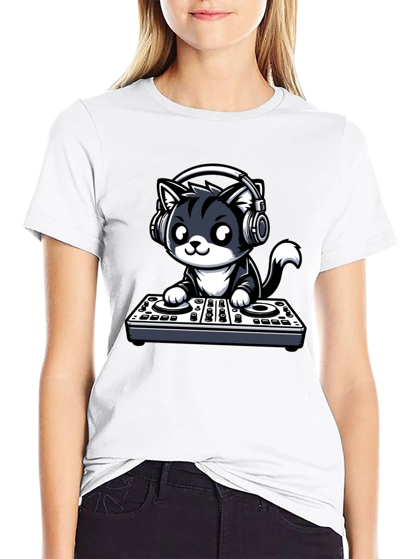 DJ Cat Graphic T-Shirt